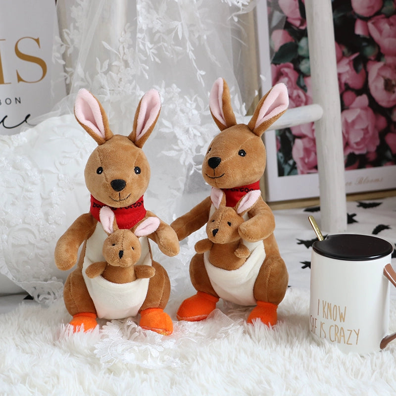 Kangaroo Plush Toy Simulation Mother and Son Kangaroo Small Doll Children's Birthday Gifts Parent-Child Doll Boys and Girls