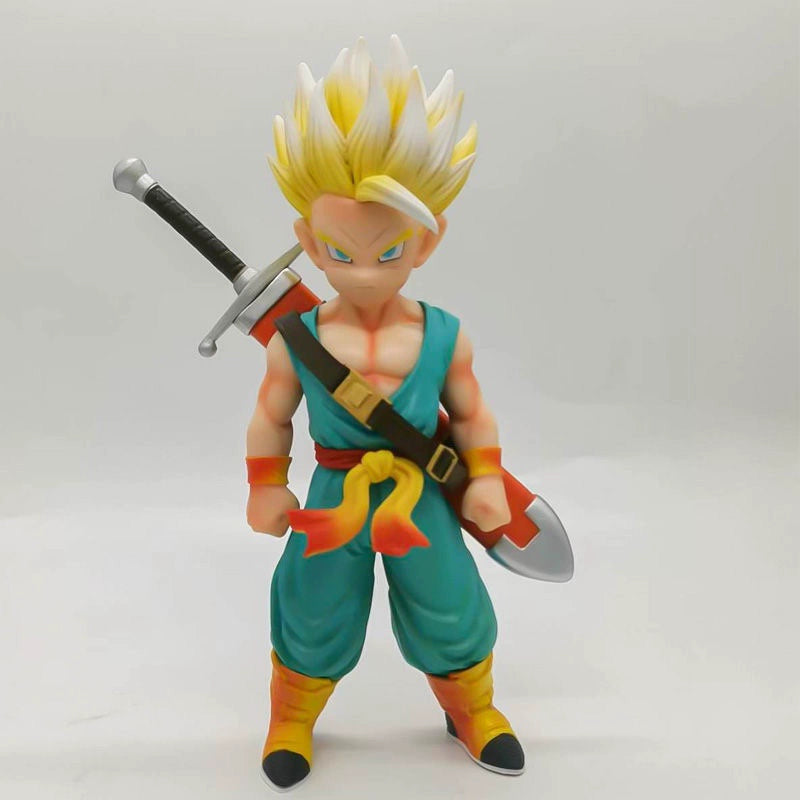 High Quality Version Dragon Ball Double Head Trunks Figure Blue Hair Yellow Hair Motherland Edition Model Son Goten Decoration Gift