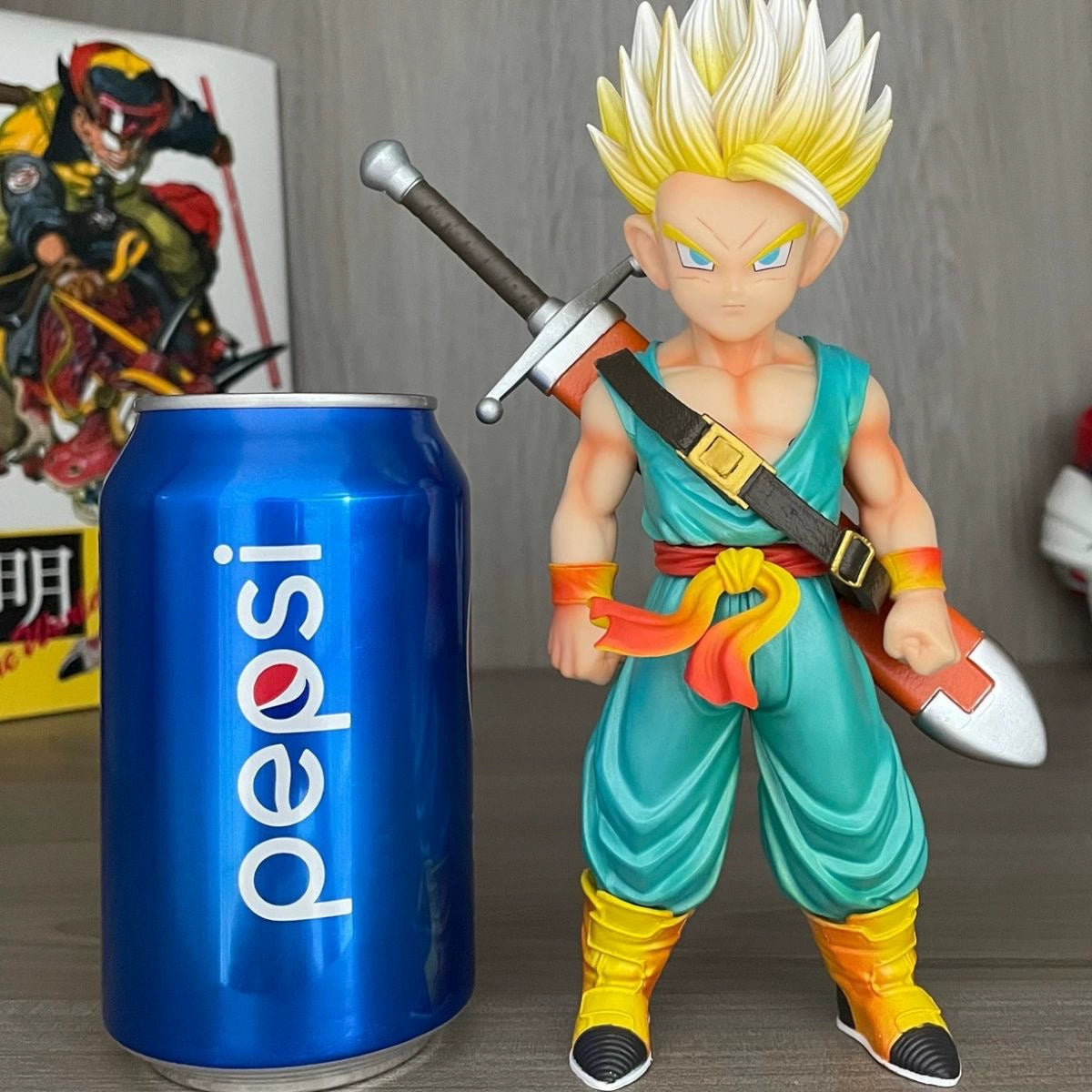 High Quality Version Dragon Ball Double Head Trunks Figure Blue Hair Yellow Hair Motherland Edition Model Son Goten Decoration Gift