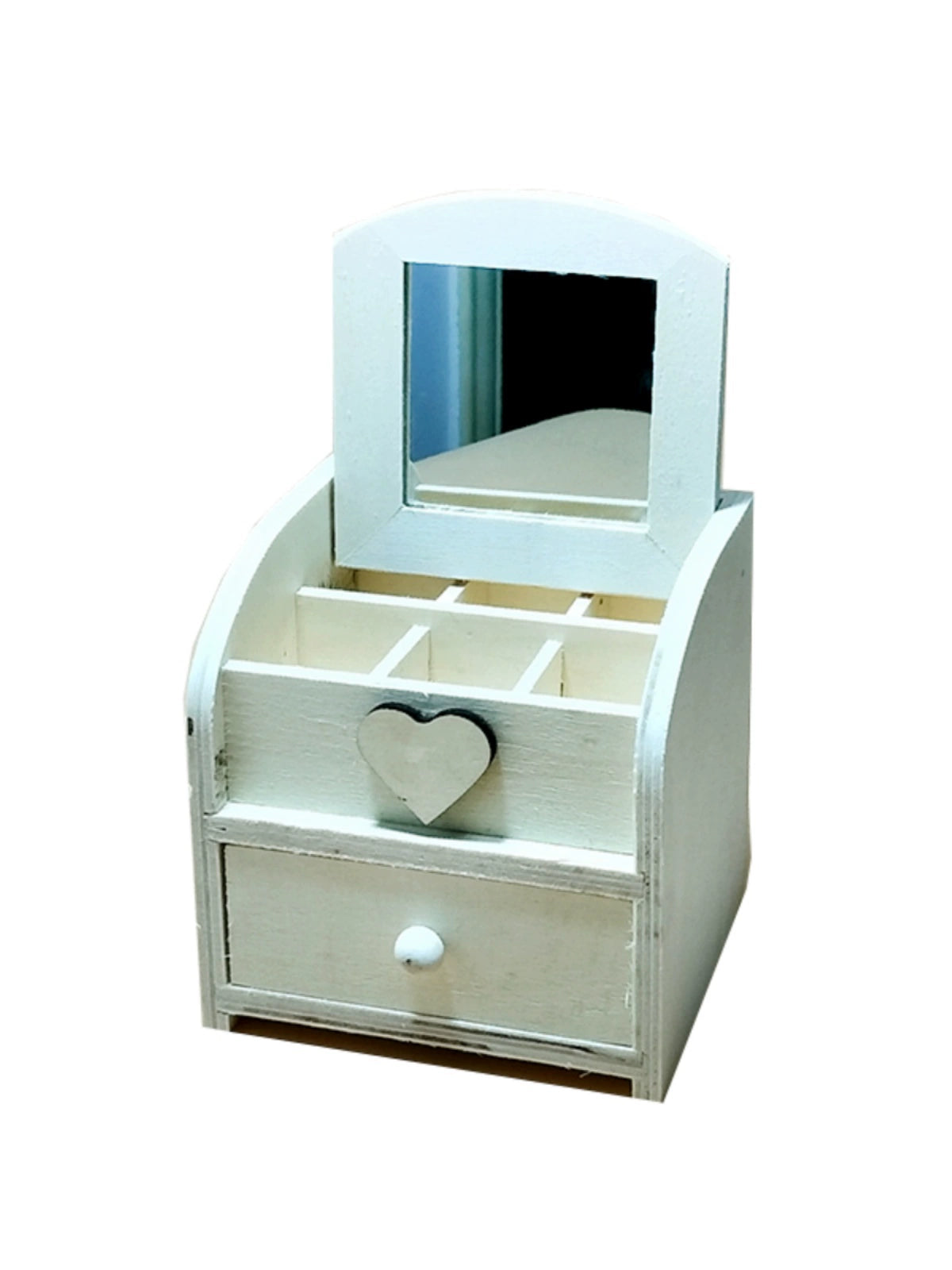 Children's Handmade DIY Wooden Mirror Jewelry Box White Body Mold Creative Paste Clay Colored Clay Wooden Storage Box