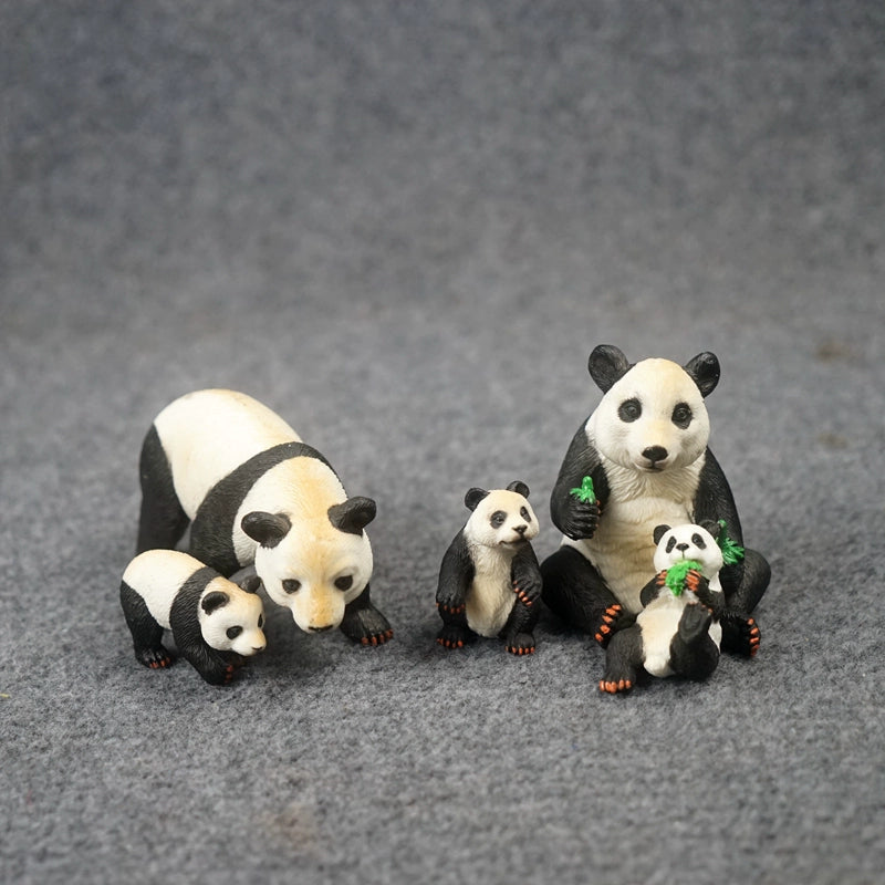 Foreign Order Children's Cognitive Toy Artificial Wild Animal Panda Scene Decoration 5-Piece Set Solid Panda