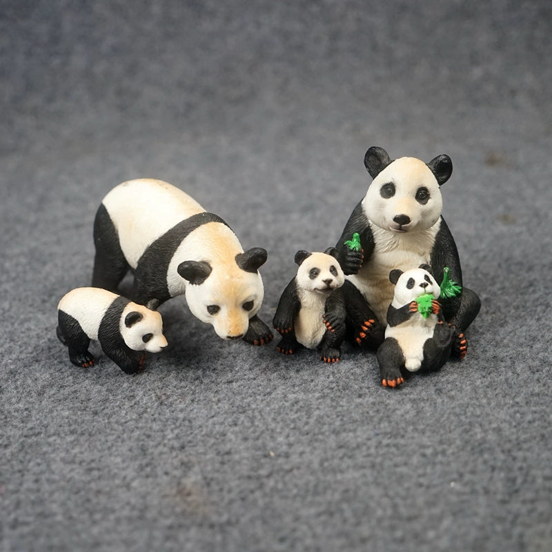 Foreign Order Children's Cognitive Toy Artificial Wild Animal Panda Scene Decoration 5-Piece Set Solid Panda