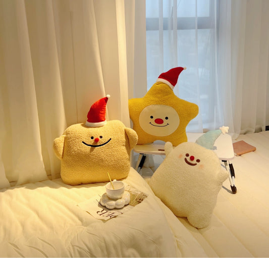 Cartoon Christmas Series Doll Star Pattern Pillow Little Ghost Cushion Sleep Hug Hand Warmer Doll Holiday for Girls