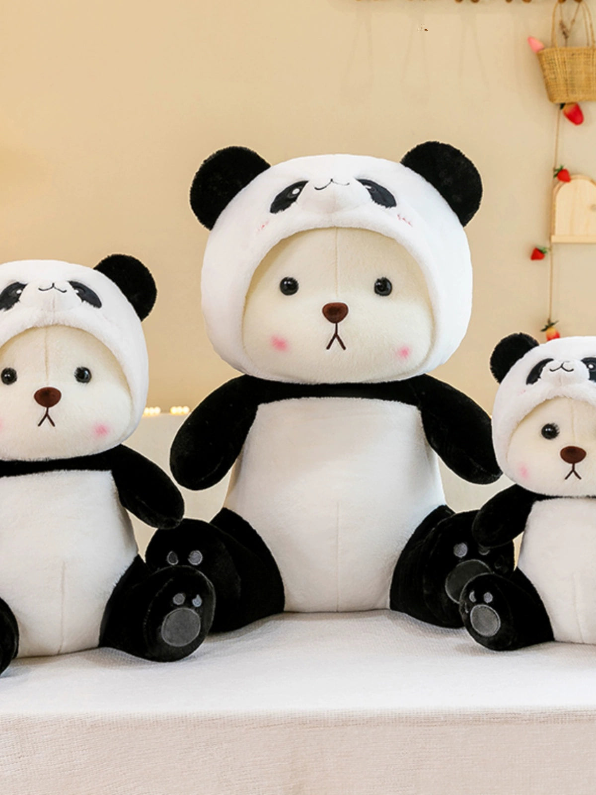 New Panda Doll Transformation Bear Doll Ragdoll BEBEAR Cute Hat Stuffed Toy Boys Style