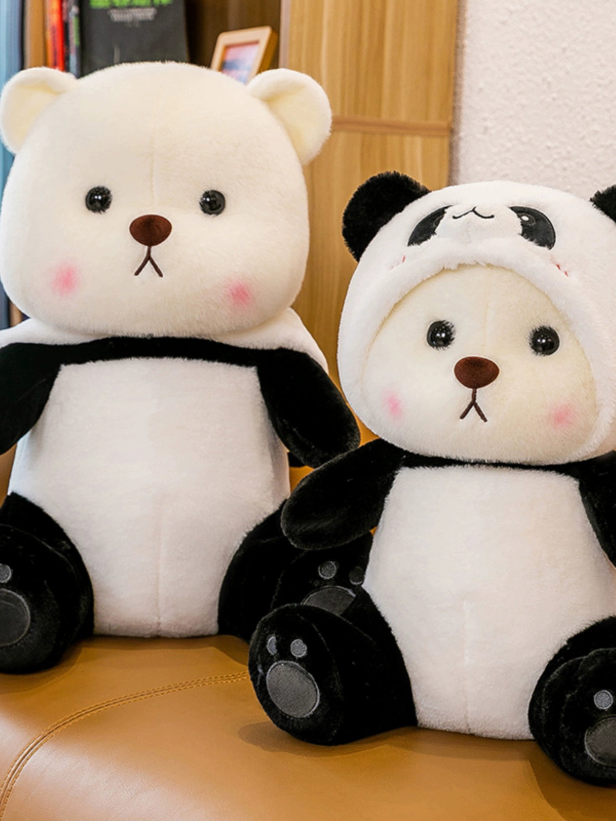 New Panda Doll Transformation Bear Doll Ragdoll BEBEAR Cute Hat Stuffed Toy Boys Style