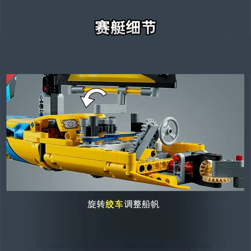 Competition Technology Machinery Group Series Rowing Sailing Yacht Building Blocks Toys Boys Educational Assembly Children Gifts