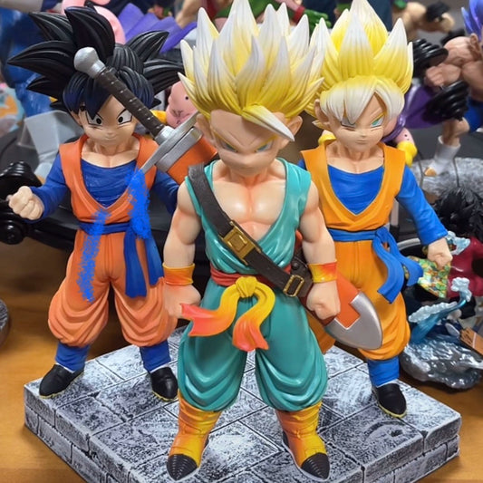 High Quality Version Dragon Ball Double Head Trunks Figure Blue Hair Yellow Hair Motherland Edition Model Son Goten Decoration Gift