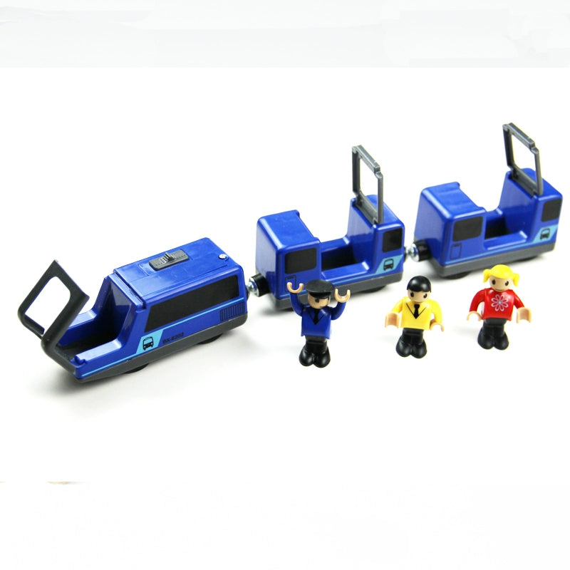 Electric Train with Doll Compatible with Wooden Train Track Wooden Boy Rail Car Small Train Toy 3