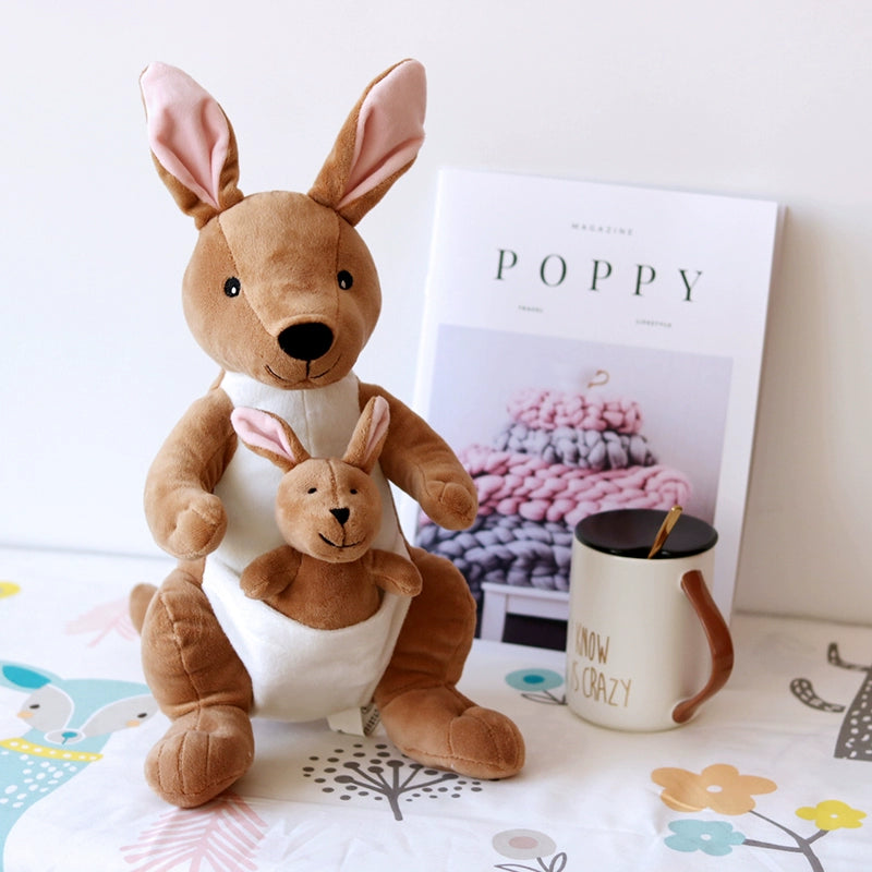 Kangaroo Plush Toy Simulation Mother and Son Kangaroo Small Doll Children's Birthday Gifts Parent-Child Doll Boys and Girls