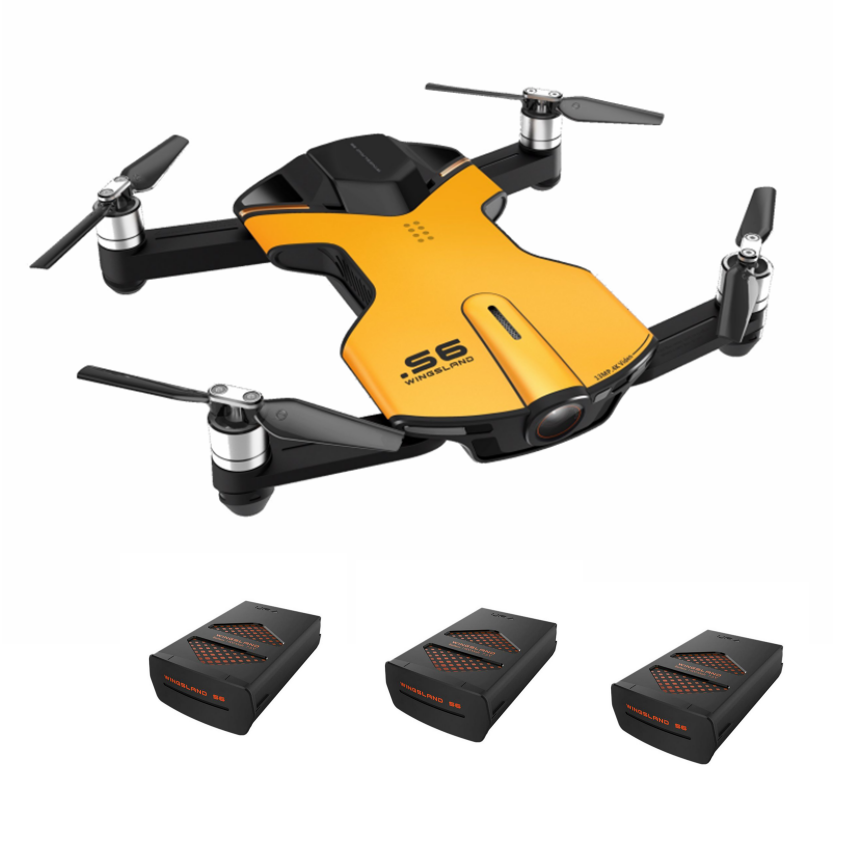 Wingsland S6 WiFi FPV With 4K UHD Camera Comprehensive Obstacle Avoidance Pocket Selfie Yellow RC Drone Quadcopter with Three Batteries