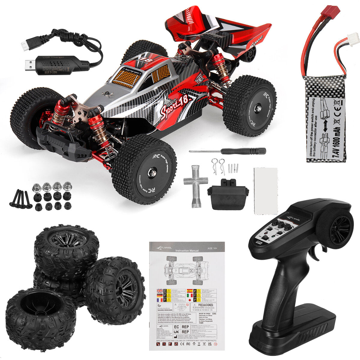 XLF F18 FLYHAL FC650 1/14 2.4G Brushless High Speed Alloy Racing RC Car Vehicle Models Two Battery Two Tires