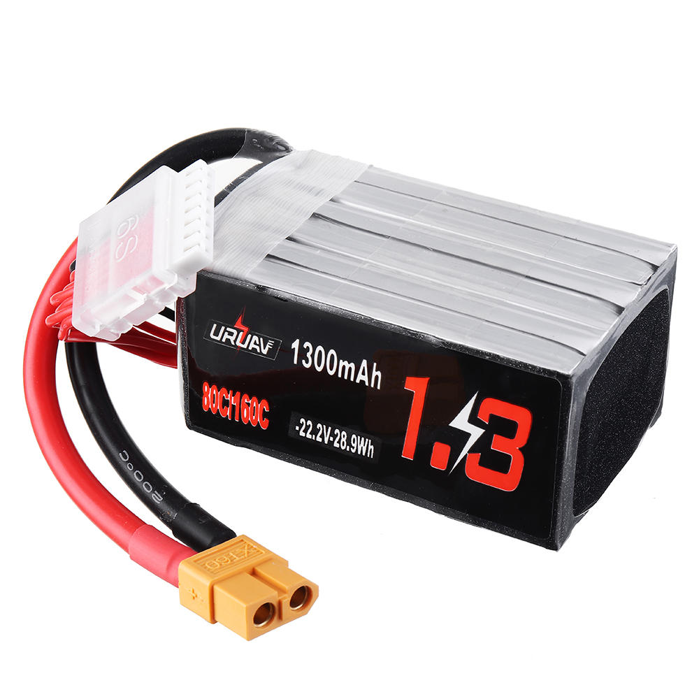 URUAV 22.2V 1300mAh 80C/160C 6S XT60 Plug Lipo Battery for FPV RC Racing Drone