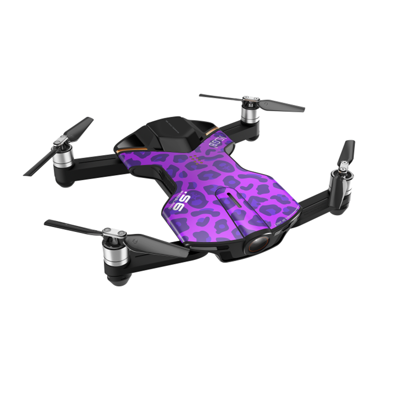 Wingsland S6 WiFi FPV With 4K UHD Camera Comprehensive Obstacle Avoidance Pocket Selfie  Purple Leopard RC Drone Quadcopter with Two Batteries LED Searchligh