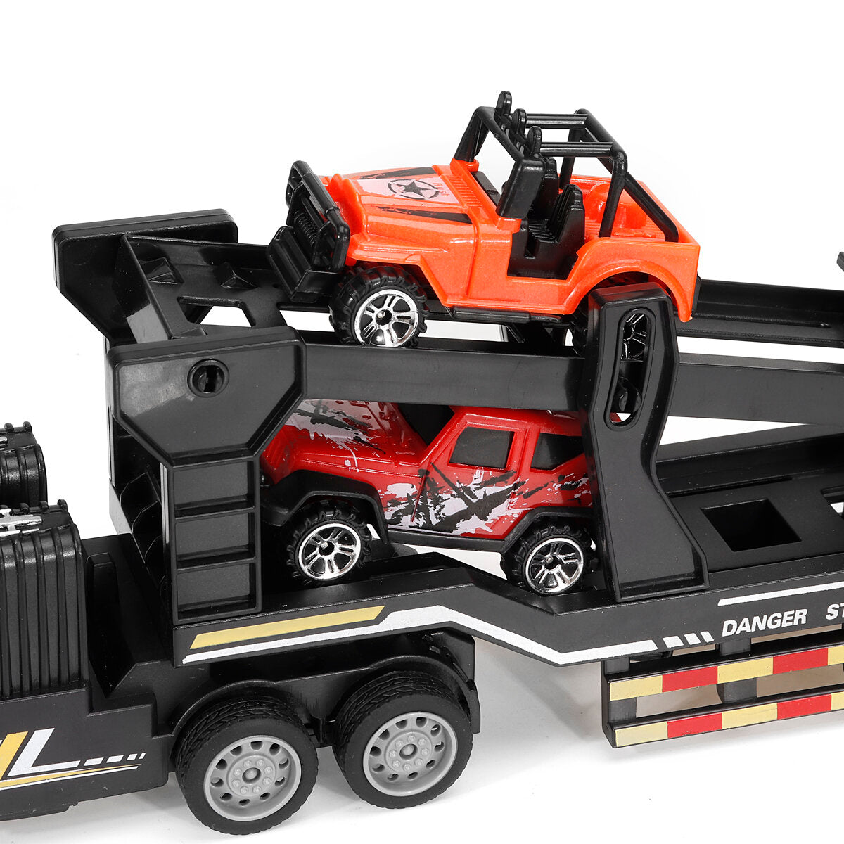 QH-200-7 1/48 27MHZ 4CH RC Car Truck Kid Toy Remote Control Double-layer Transporter with 4 Small Vehicles Boys Gift