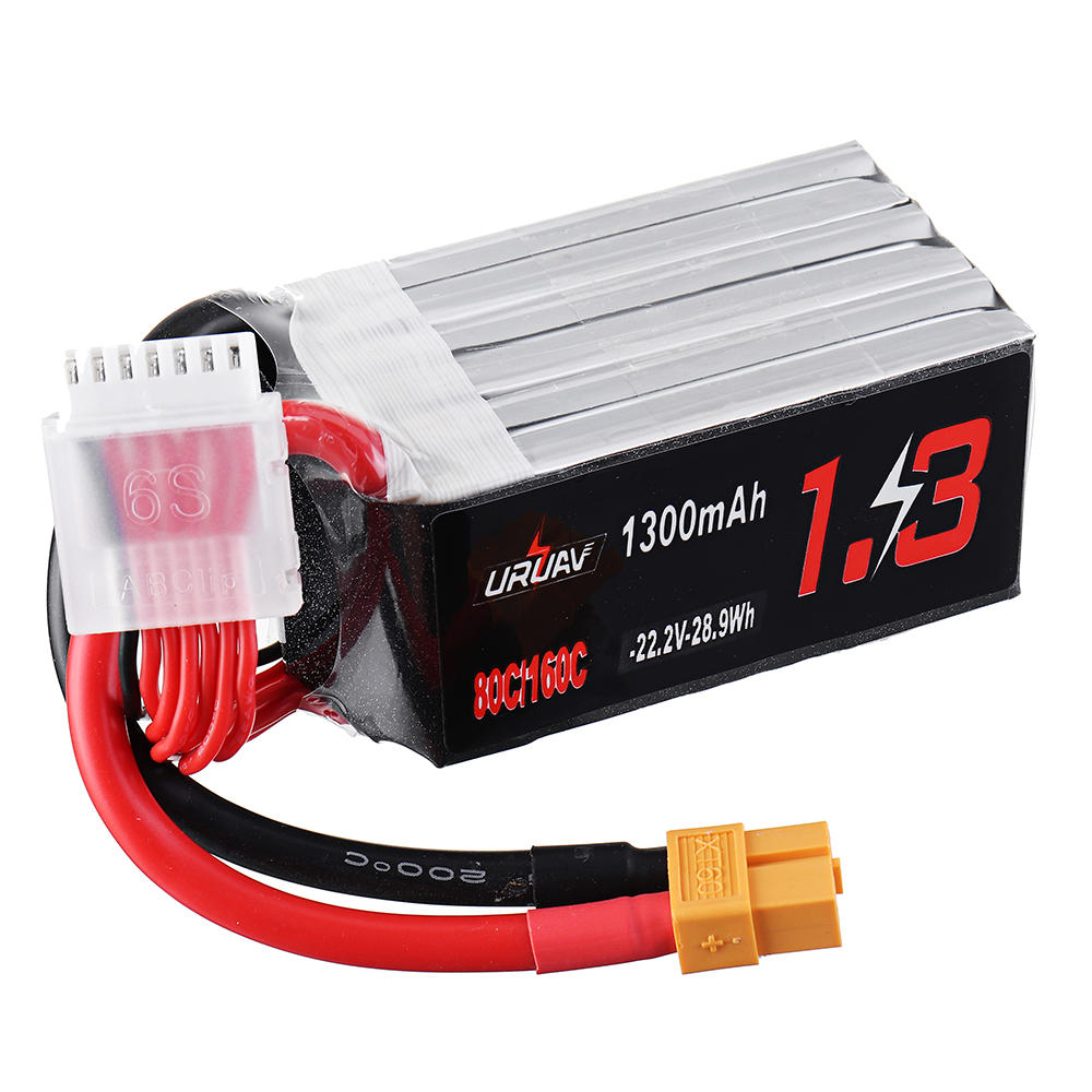 URUAV 22.2V 1300mAh 80C/160C 6S XT60 Plug Lipo Battery for FPV RC Racing Drone