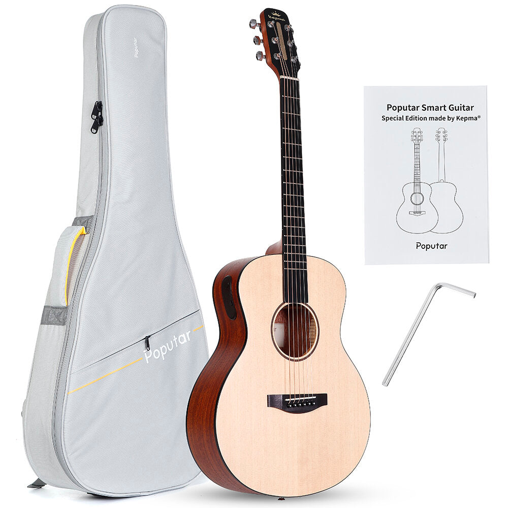 Poputar T1 36 Inch LED Smart Guitar Guitare App BT5.0 Spruce Mahogany Acoustic Guitar Guitarra Musical Instruments With Bag