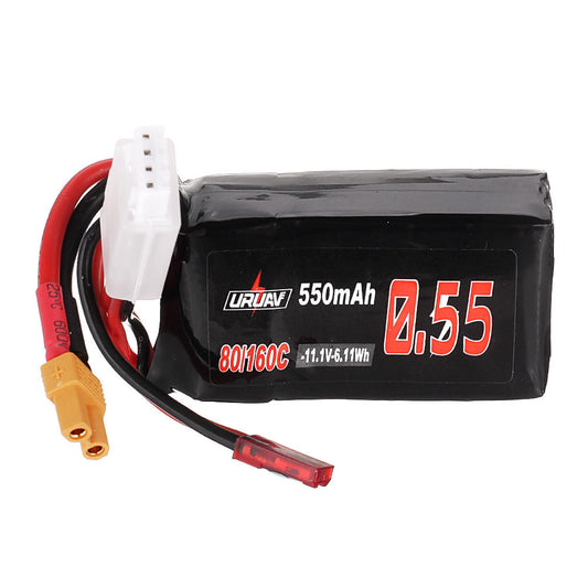 URUAV 11.1V 550mAh 80/160C 3S Lipo Battery JST XT30 Plug for Eachine Lizard95