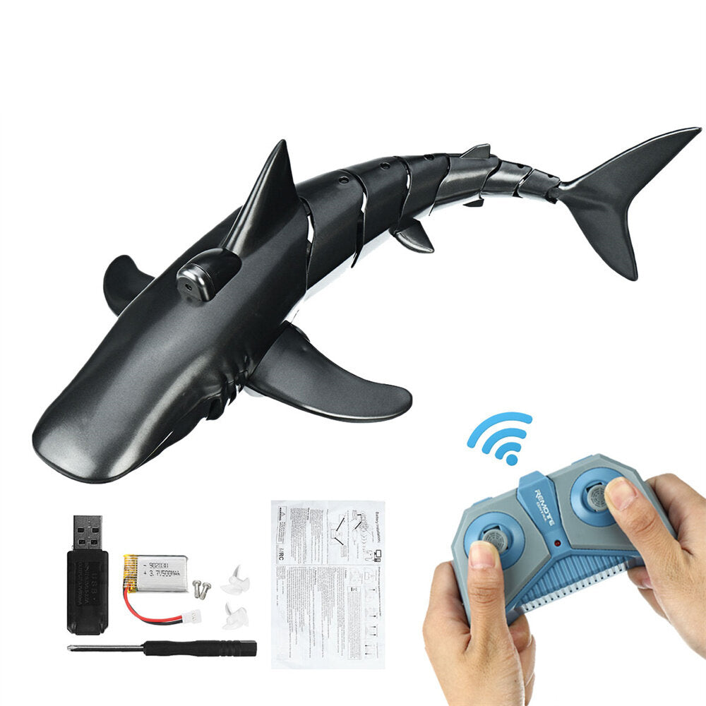 RC Boat 2.4G 4CH Remote Control Electronic Shark LED Light Simulation Animal Fish Baby Kids Water Model Toys