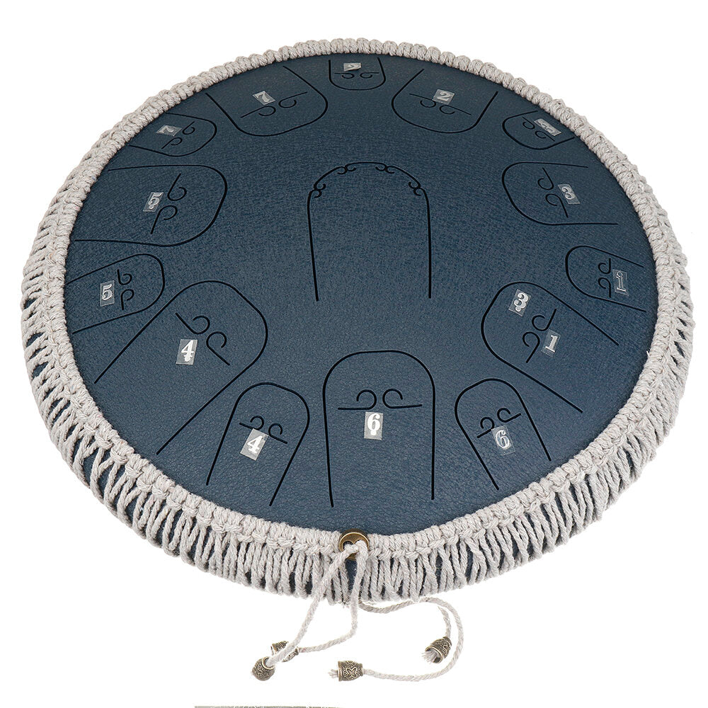 Steel Tongue Drum 14 Inch 15 Tone Drum Handheld Tank Drum Percussion Instrument Yoga Meditation Beginner Music Lovers Gift