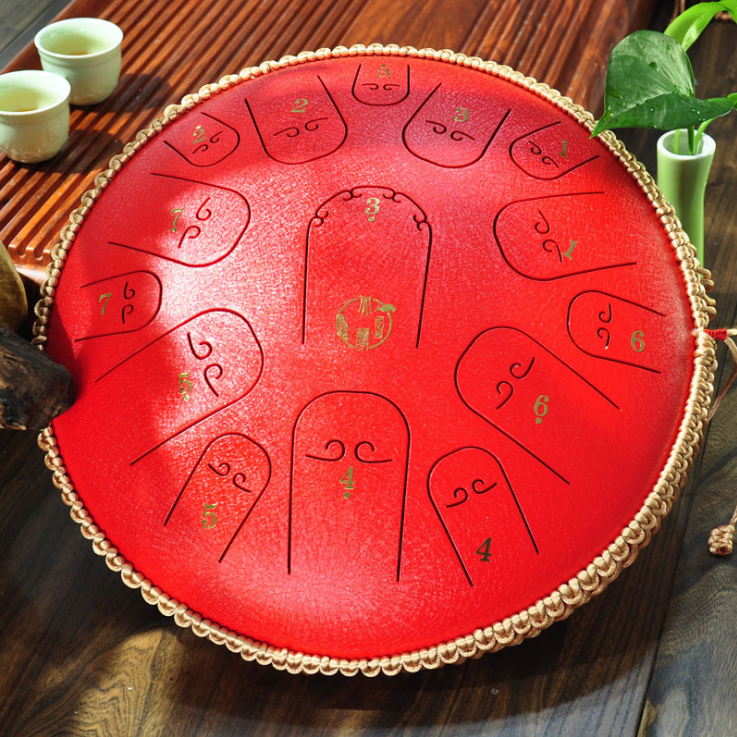 Steel Tongue Drum 14 Inch 15 Tone Drum Handheld Tank Drum Percussion Instrument Yoga Meditation Beginner Music Lovers Gift