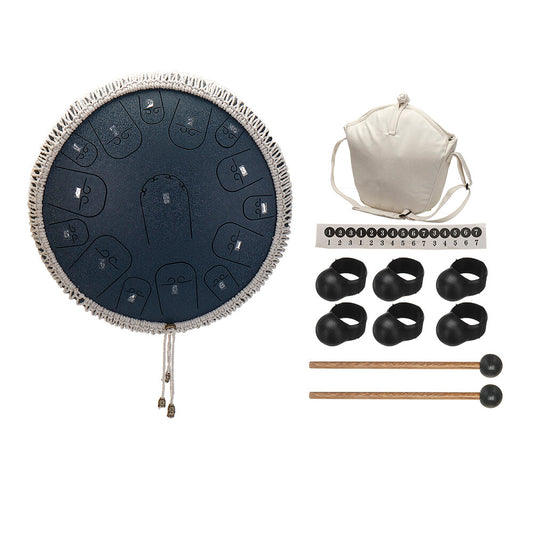 Steel Tongue Drum 14 Inch 15 Tone Drum Handheld Tank Drum Percussion Instrument Yoga Meditation Beginner Music Lovers Gift