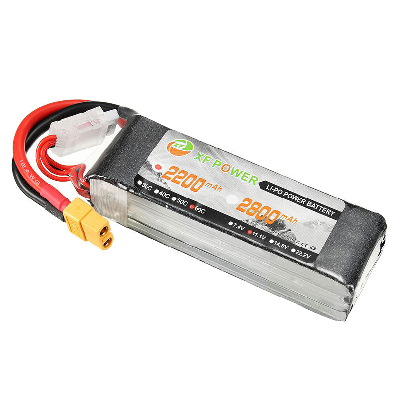 XF Power 11.1V 2200mAh 60C 3S Lipo Battery XT60 Plug