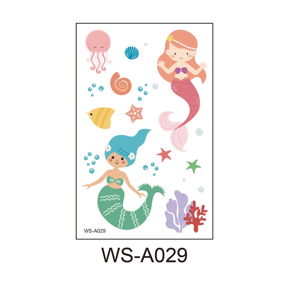 Stickers children cartoon fantasy, party princess theme stickers, mermaid tattoo stickers, Halloween adult stickers