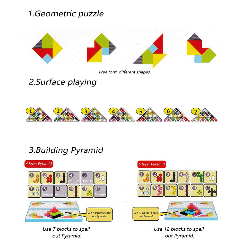 IQ Puzzle Children&#39;s Development Intelligence Early Educational Jigsaw Puzzle Magic Beads Boxed Building Pyramid Color Shape