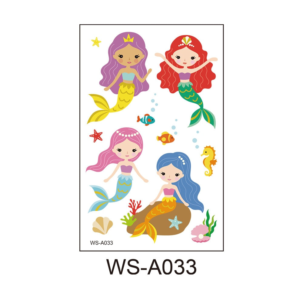 Stickers children cartoon fantasy, party princess theme stickers, mermaid tattoo stickers, Halloween adult stickers