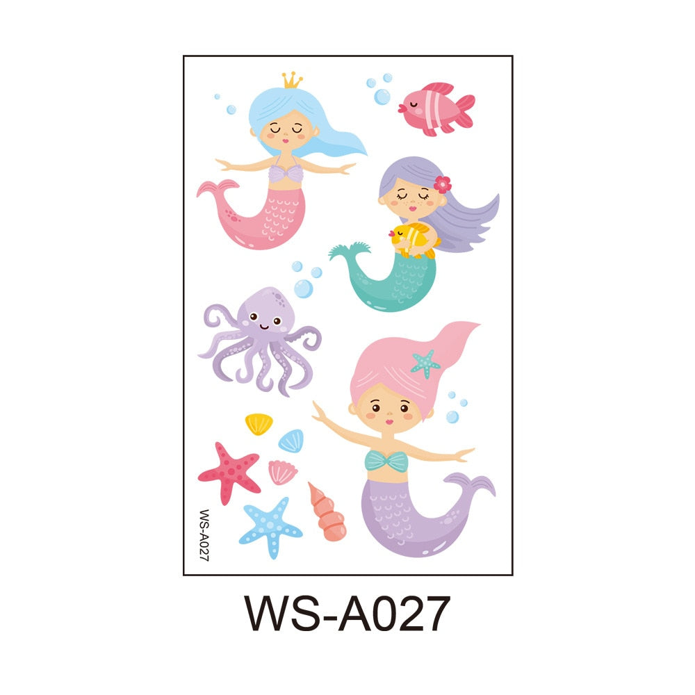 Stickers children cartoon fantasy, party princess theme stickers, mermaid tattoo stickers, Halloween adult stickers