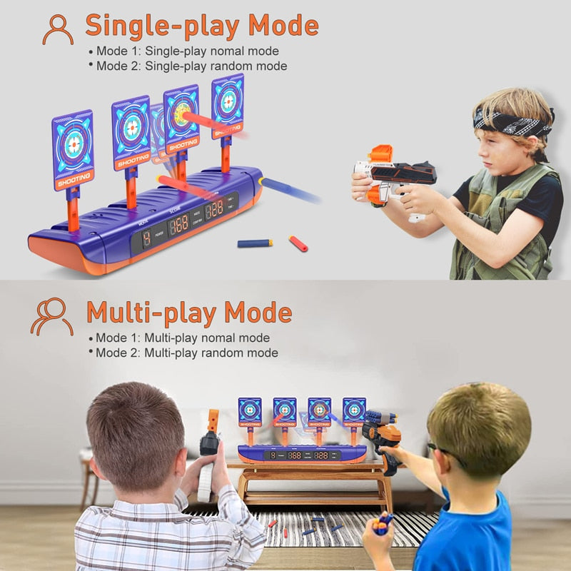 For Nerf Guns Bullets Auto Reset Electric Shooting Target Accessories Kids Sound Light Shooting Game toys High Precision Scoring