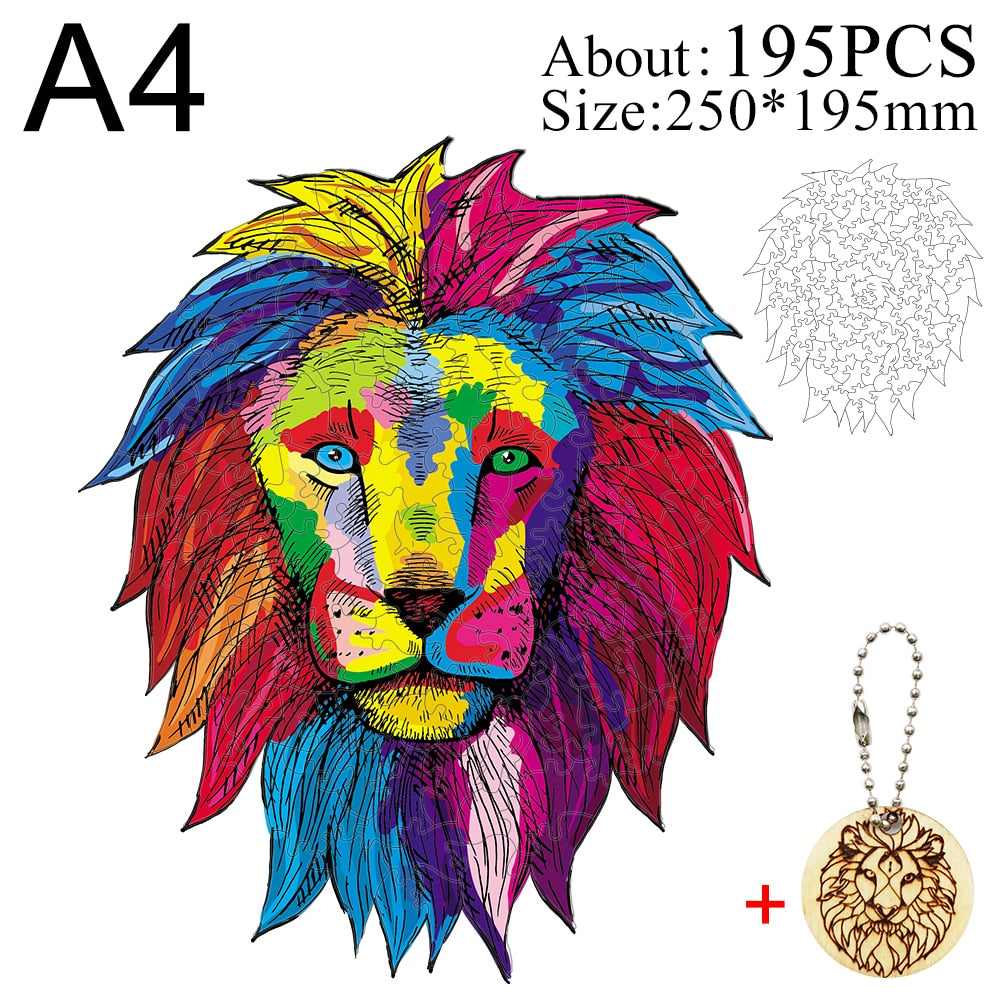 Unique Wooden animal Jigsaw Puzzles Mysterious Lion 3D Puzzle Gift Interactive Games Toy For Adults Kids Educational Fabulous