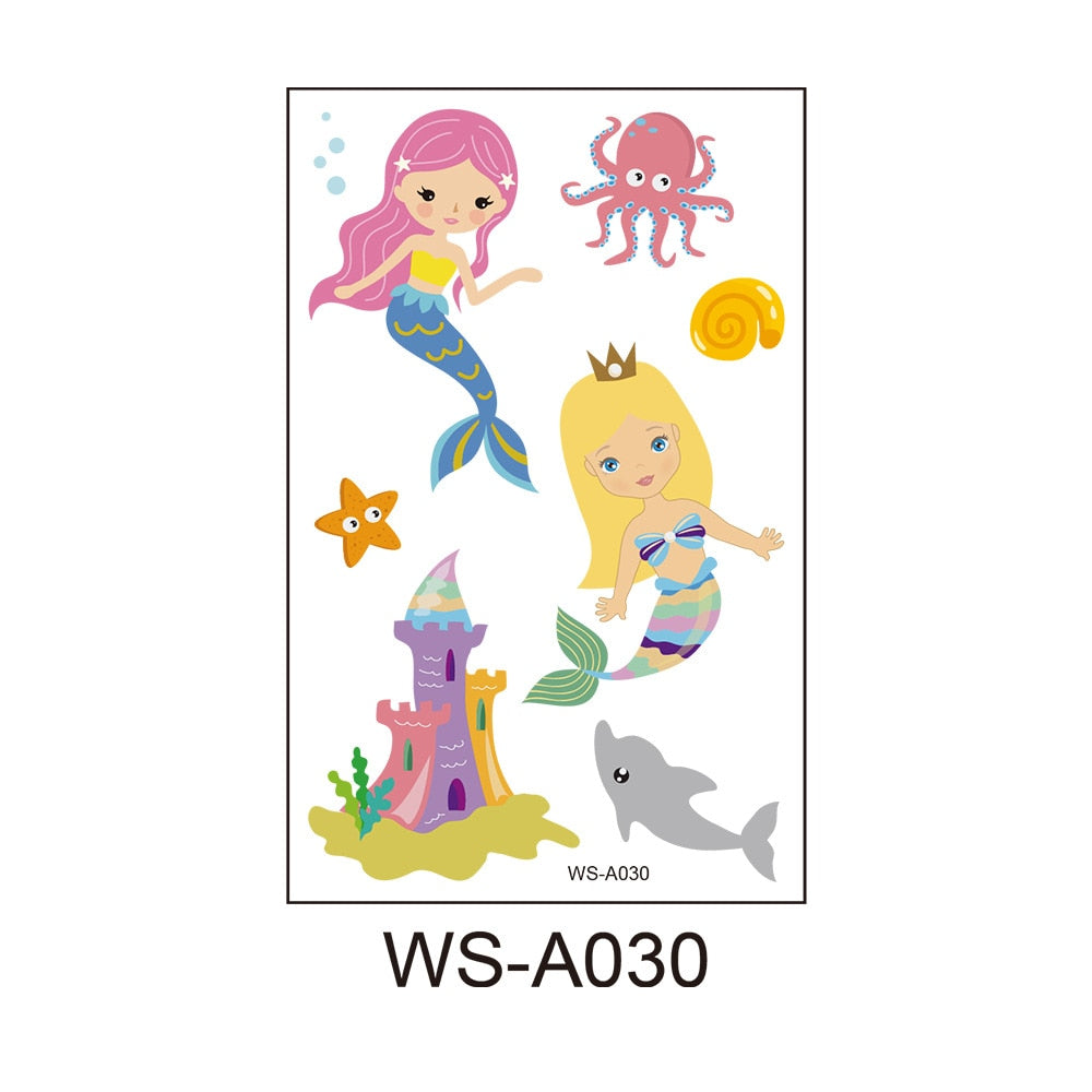 Stickers children cartoon fantasy, party princess theme stickers, mermaid tattoo stickers, Halloween adult stickers