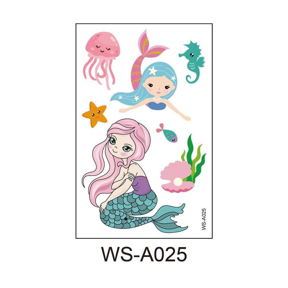 Stickers children cartoon fantasy, party princess theme stickers, mermaid tattoo stickers, Halloween adult stickers