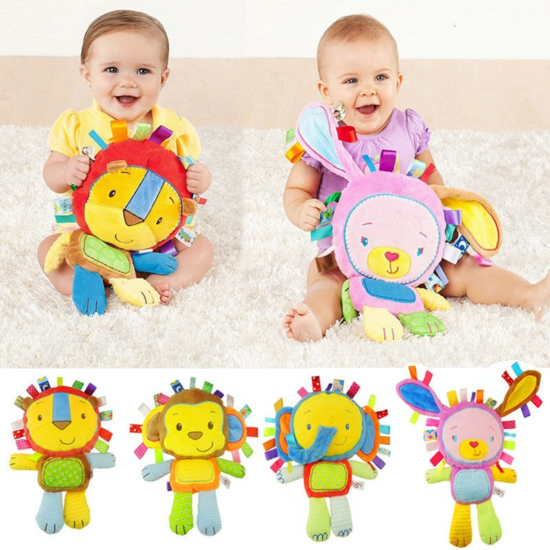 Cartoon Baby Plush Rattles Toys Appease Doll Infant Hand Bells Elephant/Monkey/Rabbit Animal Soft Cotton Infant Educational Toys