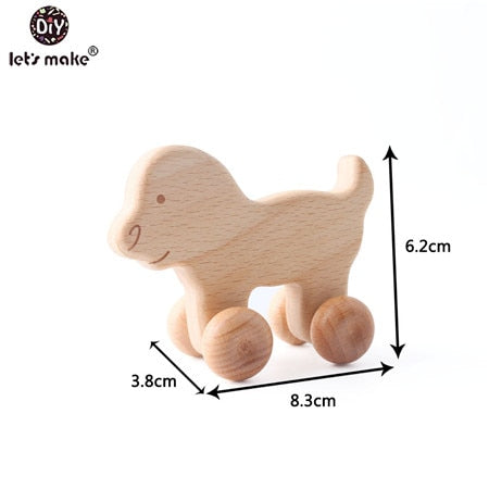 Let&#39;s Make Wooden Baby Toys 0 12 Month 1PC Toys For Babies Beech Car Hedgehog Elephant Educational Infants Developmental Newborn