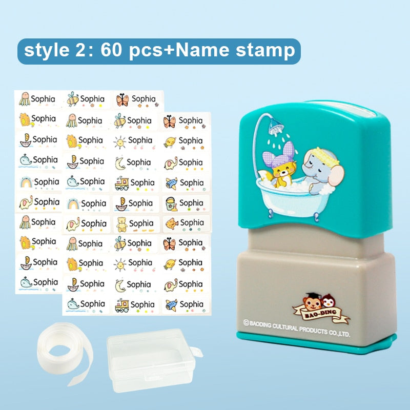 Children&#39;s Name Seal Custom Student&#39;s Name Stamp  Kindergarten Clothes Waterproof Name Sticker Will Not be Washed Off  Christmas