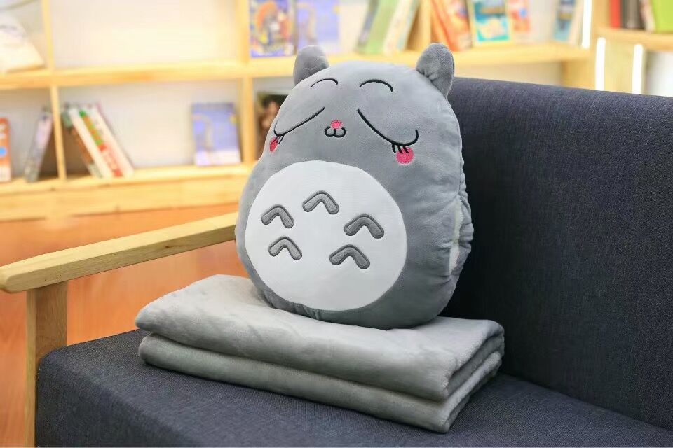 Cute My Neighbor Pillow Blanket 3in1 dual-use hand warm high quality coral velvet blanket special gift fot kids friends