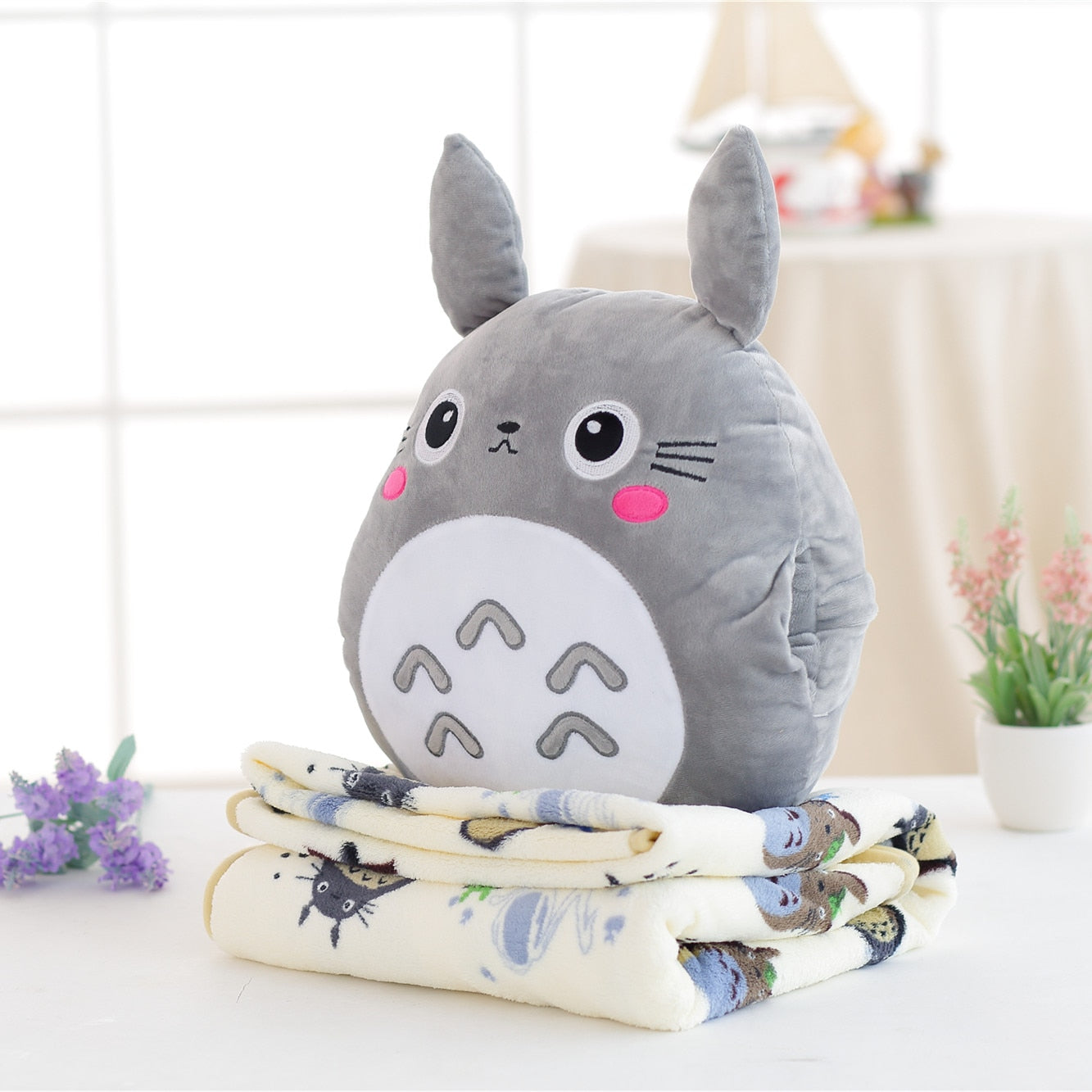 Cute My Neighbor Pillow Blanket 3in1 dual-use hand warm high quality coral velvet blanket special gift fot kids friends