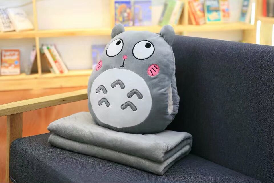 Cute My Neighbor Pillow Blanket 3in1 dual-use hand warm high quality coral velvet blanket special gift fot kids friends