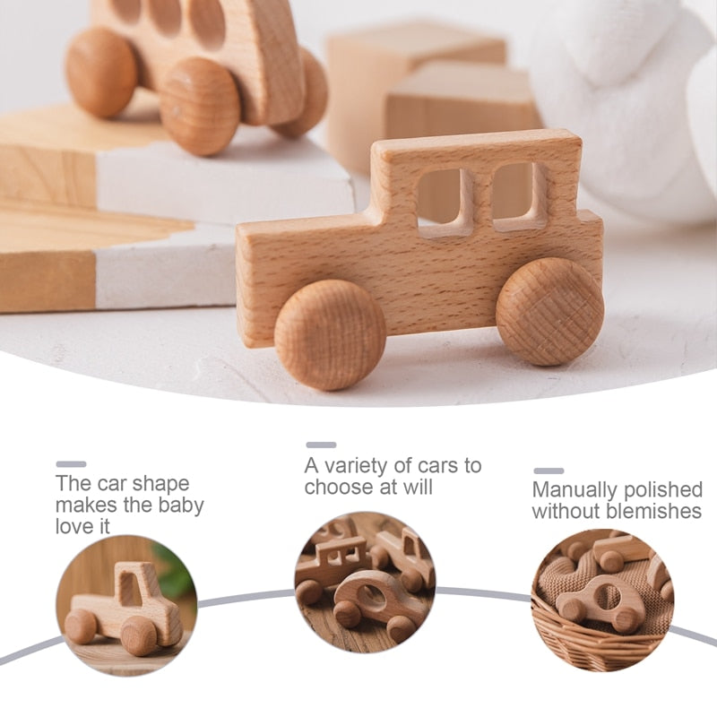 Let&#39;s Make Wooden Baby Toys 0 12 Month 1PC Toys For Babies Beech Car Hedgehog Elephant Educational Infants Developmental Newborn