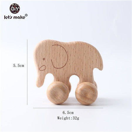 Let&#39;s Make Wooden Baby Toys 0 12 Month 1PC Toys For Babies Beech Car Hedgehog Elephant Educational Infants Developmental Newborn