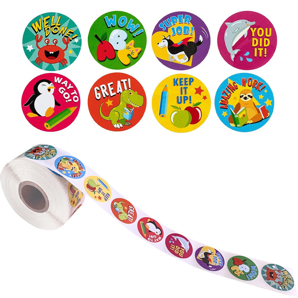 500pcs Funny Animal Stickers roll classic Cute Waterproof farm Package Seal Label Cool Skateboard school Stickers Reward For Kid