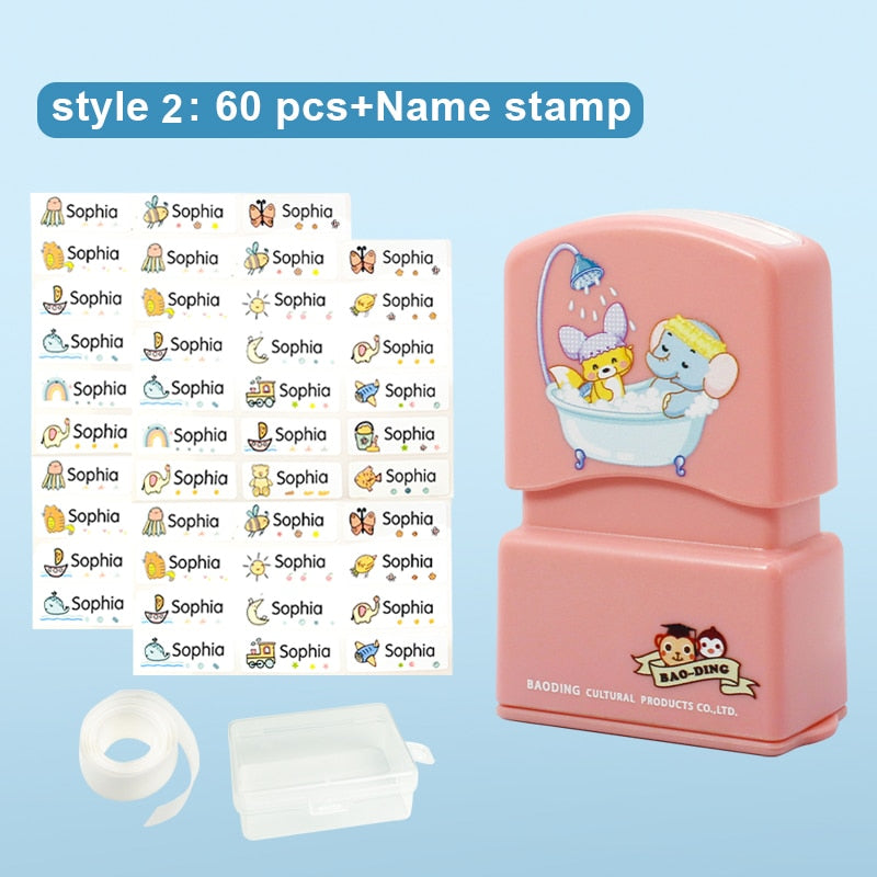 Children&#39;s Name Seal Custom Student&#39;s Name Stamp  Kindergarten Clothes Waterproof Name Sticker Will Not be Washed Off  Christmas