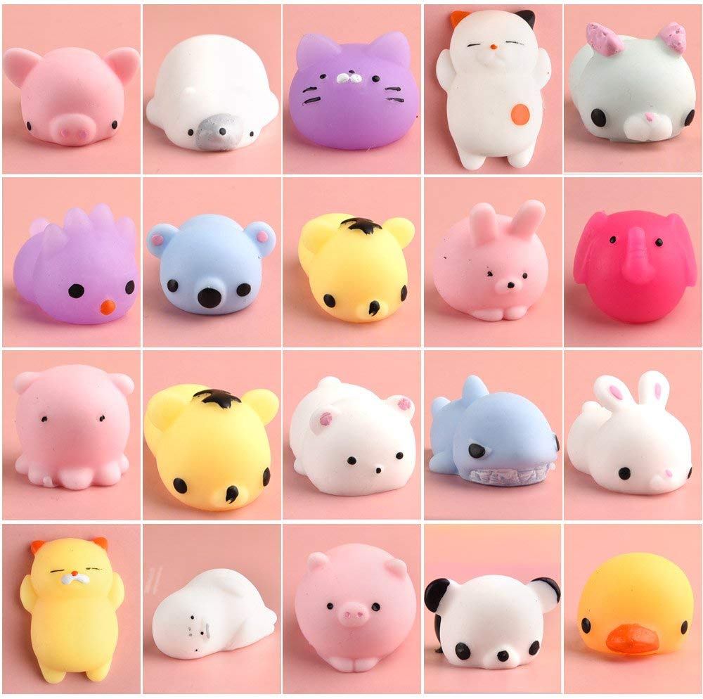 40 Pc Mochi Squishy Toys Mochi Kawaii squishies Toys Gifts for Party Favors for Kids, Mini Supper Cute Animals Stress Relief Toy