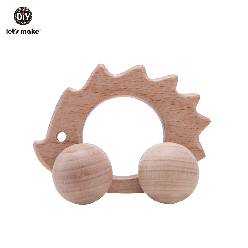 Let&#39;s Make Wooden Baby Toys 0 12 Month 1PC Toys For Babies Beech Car Hedgehog Elephant Educational Infants Developmental Newborn