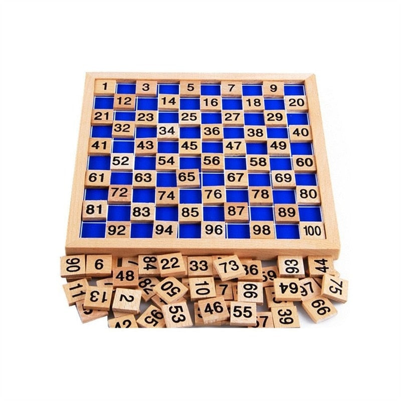 1Set Wooden Montessori Hundred Board Math 1 to 100 Consecutive Numbers Counting Toy Montessori Educational Wooden Toys for Child