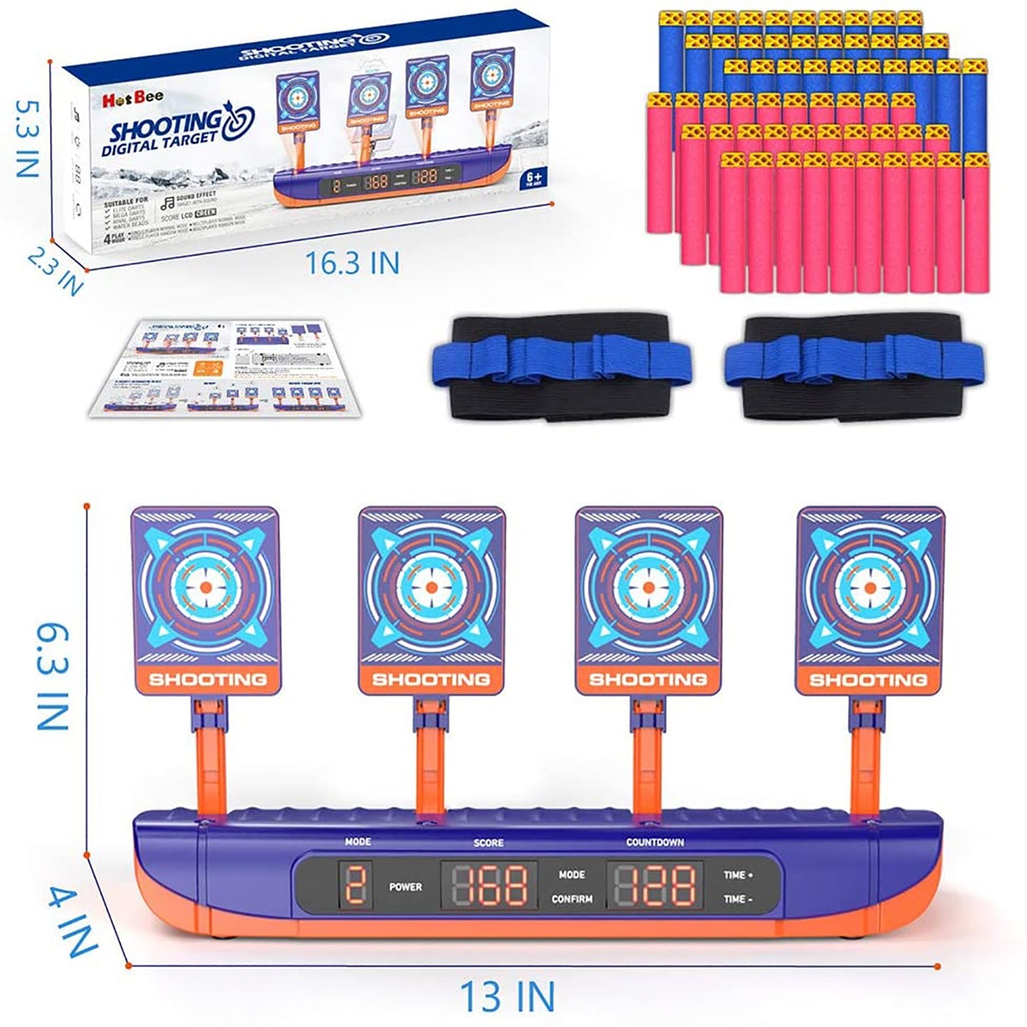 For Nerf Guns Bullets Auto Reset Electric Shooting Target Accessories Kids Sound Light Shooting Game toys High Precision Scoring