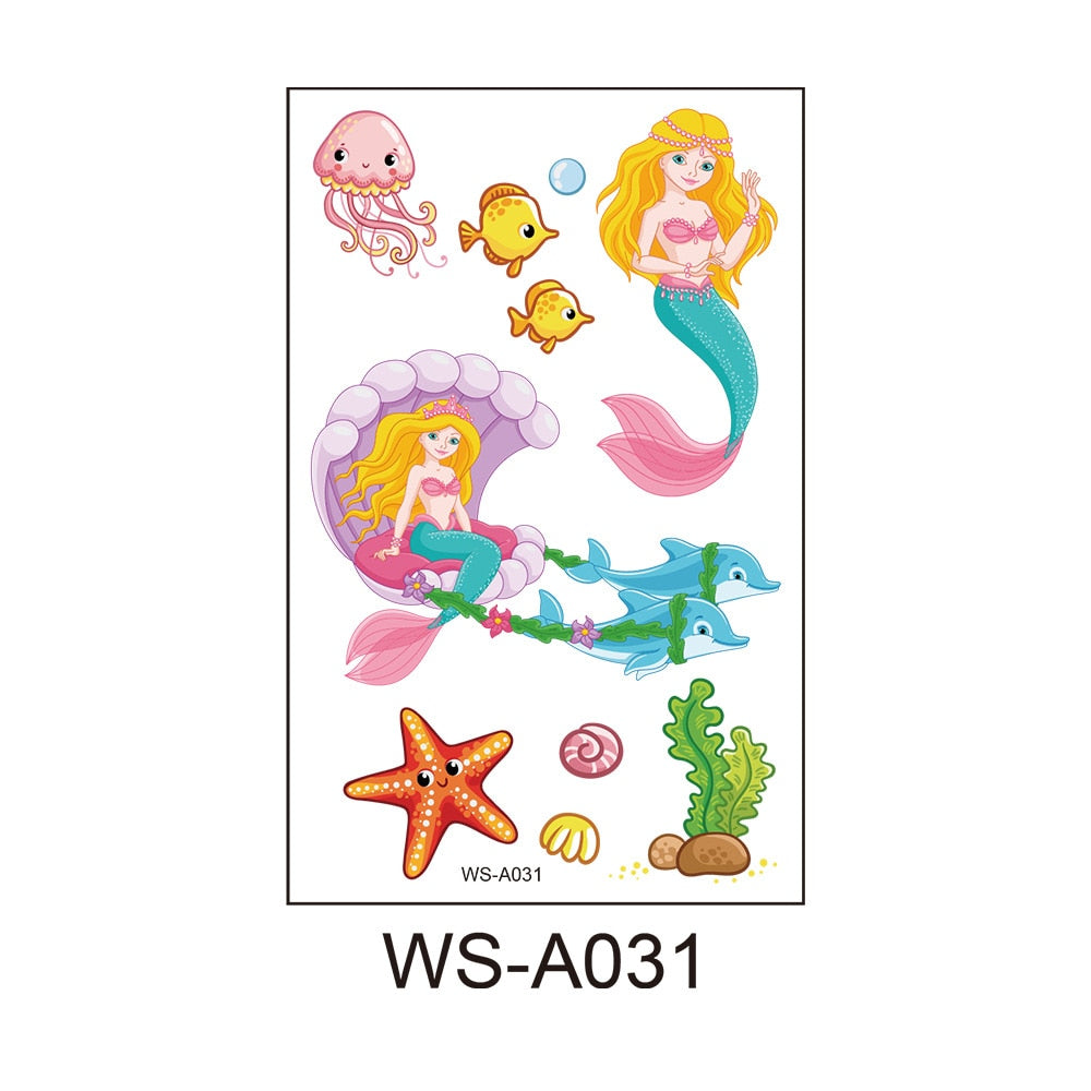 Stickers children cartoon fantasy, party princess theme stickers, mermaid tattoo stickers, Halloween adult stickers