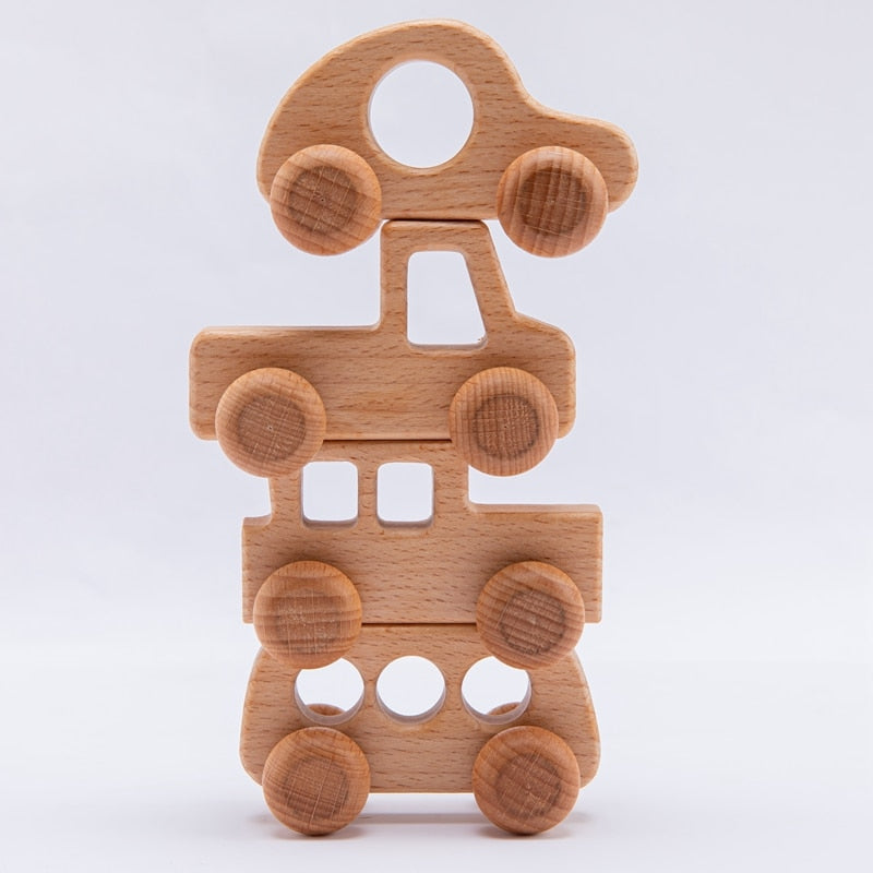 Let&#39;s Make Wooden Baby Toys 0 12 Month 1PC Toys For Babies Beech Car Hedgehog Elephant Educational Infants Developmental Newborn